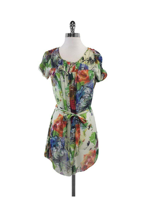 Current Boutique-Ted Baker - Multicolor Watercolor Floral Silk Dress Sz 4