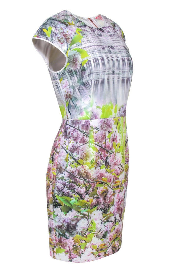 Current Boutique-Ted Baker - Multicolored Digital Print Cap Sleeve Scuba Knit Dress Sz 8