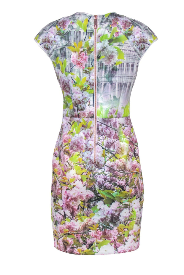 Current Boutique-Ted Baker - Multicolored Digital Print Cap Sleeve Scuba Knit Dress Sz 8