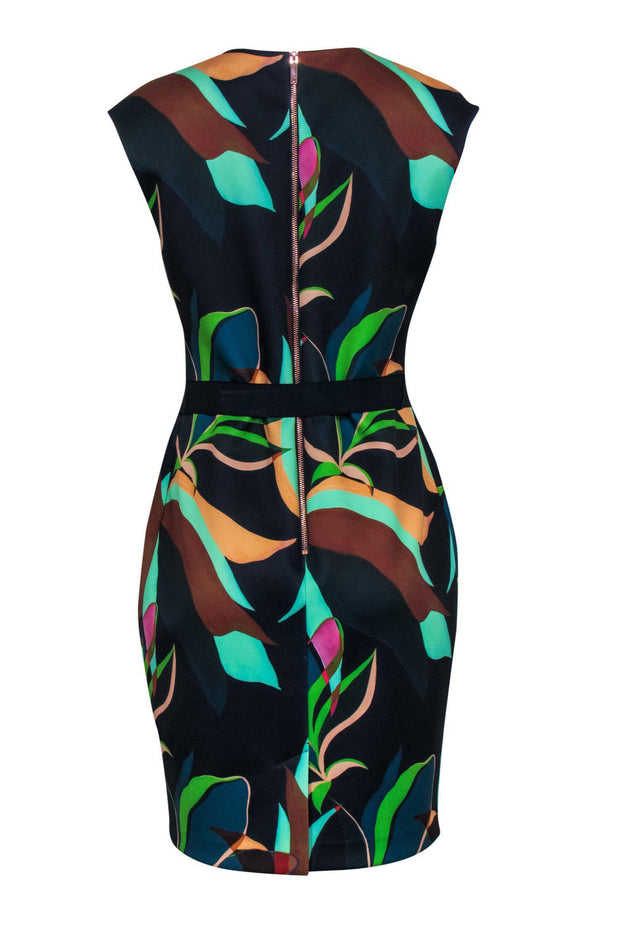 Current Boutique-Ted Baker - Navy A-Line Dress w/ Multicolor Abstract Floral Print Sz 10
