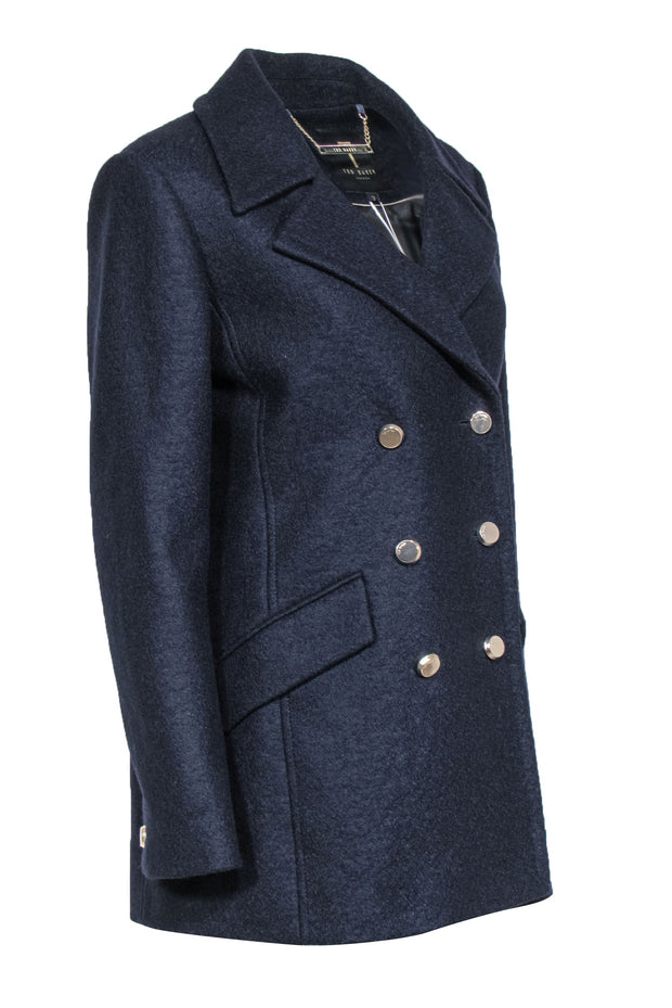 Current Boutique-Ted Baker - Navy Double Breasted Wool Peacoat Sz 8