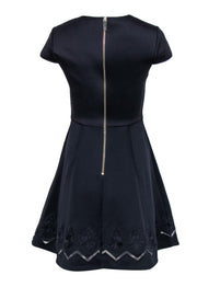 Current Boutique-Ted Baker - Navy Fit & Flared Dress w/ Embroidery Sz 4