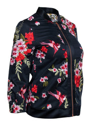 Current Boutique-Ted Baker - Navy Floral Embroidered Bomber Jacket Sz 2