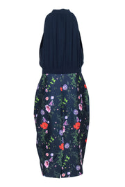 Current Boutique-Ted Baker - Navy Pleated Bodice w/ Floral Skirt Dress Sz 10