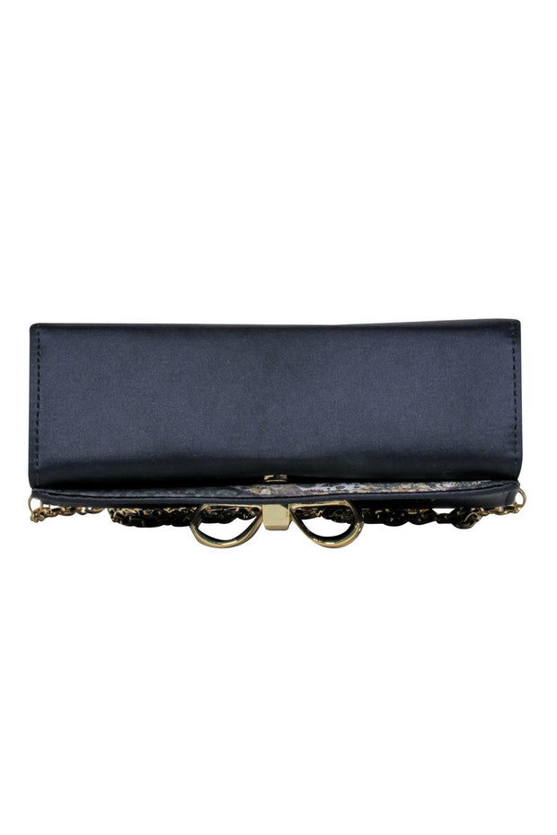 Current Boutique-Ted Baker - Navy Satin Gold Chain Crossbody w/ Bow Detail