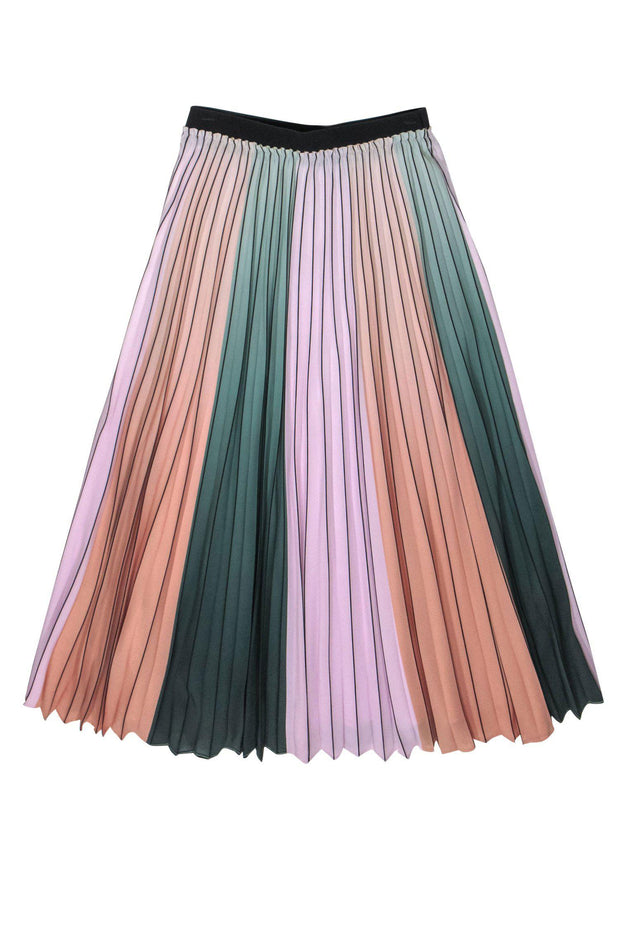 Current Boutique-Ted Baker - Pink, Peach & Green Ombre Accordion Pleated Maxi Skirt Sz 4