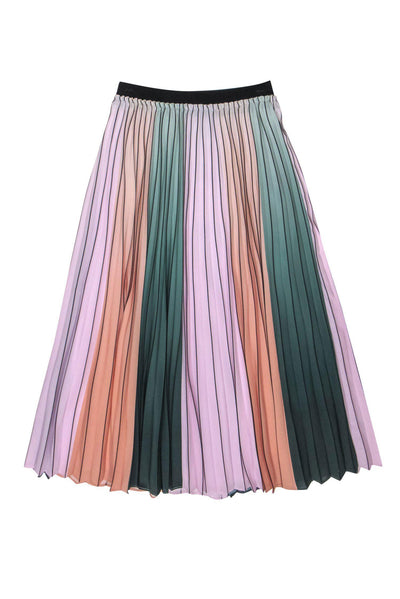 Current Boutique-Ted Baker - Pink, Peach & Green Ombre Accordion Pleated Maxi Skirt Sz 4