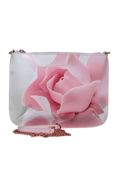 Current Boutique-Ted Baker - Pink & White Rose Print Leather Crossbody