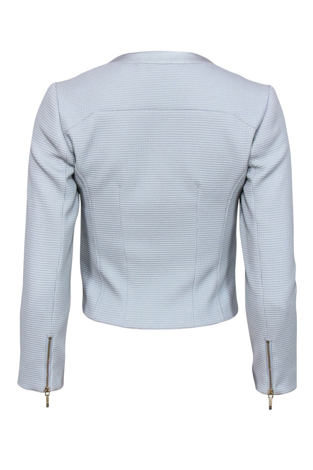 Current Boutique-Ted Baker - Powder Blue Grid Textured Zip-Up Jacket Sz 2