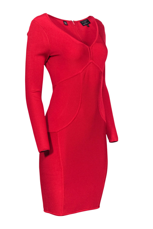 Current Boutique-Ted Baker - Red Knit Long Sleeve Bodycon Dress Sz 6