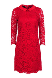 Current Boutique-Ted Baker - Red Lace Shift Dress w/ Peter Pan Collar Sz 6