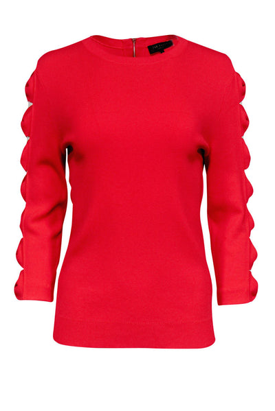 Current Boutique-Ted Baker - Red Pullover Sweater w/ Bow Cutout Sleeves Sz 4