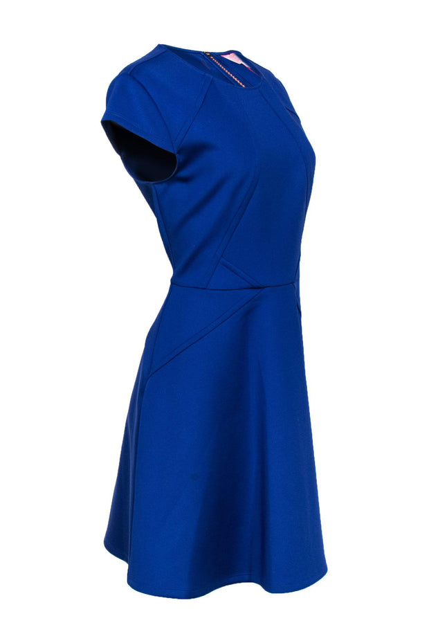 Current Boutique-Ted Baker - Royal Blue Fit & Flare Cap Sleeve Dress Sz 12