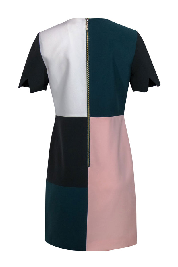 Current Boutique-Ted Baker - Teal, Gray & Pink Color Block Shift Dress Sz 6