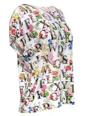 Current Boutique-Ted Baker - White Alphabet & Floral Print T-Shirt Sz 10