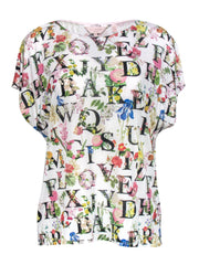 Current Boutique-Ted Baker - White Alphabet & Floral Print T-Shirt Sz 10