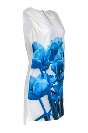 Current Boutique-Ted Baker - White & Blue Floral Printed Shift Dress Sz 4