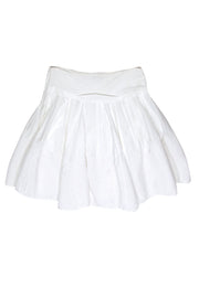 Current Boutique-Ted Baker - White Cotton Stitched Pleated Circle Skirt Sz 8