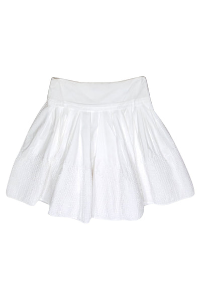 Current Boutique-Ted Baker - White Cotton Stitched Pleated Circle Skirt Sz 8