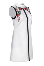 Current Boutique-Ted Baker - White Floral Embroidered Sleeveless Shift Dress w/ Black Trim Sz 2