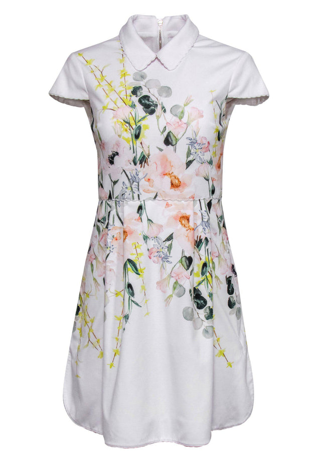 Kate Spade Peter Pan Collar Floral Fit and Flare Dress