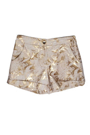 Current Boutique-Ted Baker - White & Gold Floral Brocade Shorts Sz 6