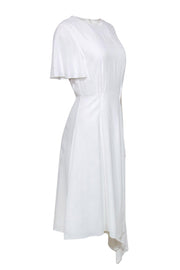 Current Boutique-Ted Baker - White Textured Fit & Flare Midi Dress w/ Side Buckle Sz 4