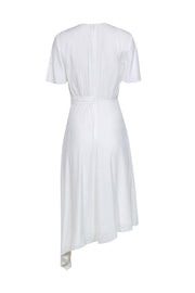 Current Boutique-Ted Baker - White Textured Fit & Flare Midi Dress w/ Side Buckle Sz 4