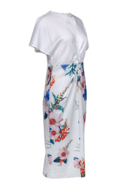 Current Boutique-Ted Baker - White Tropical Floral Print "Jamboree" Midi Dress w/ Knotted Design Sz 8