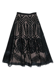 Current Boutique-Temperley London - Black Silk Maxi Skirt w/ Textured Palm Print Sz 6