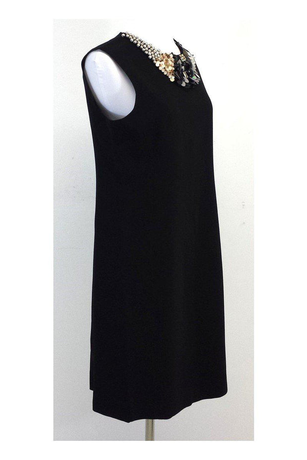 Current Boutique-Teri Jon - Black Embellished Sleeveless Dress Sz 8