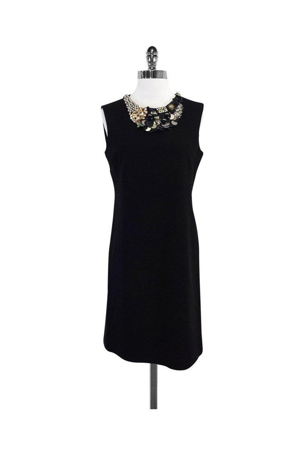 Current Boutique-Teri Jon - Black Embellished Sleeveless Dress Sz 8