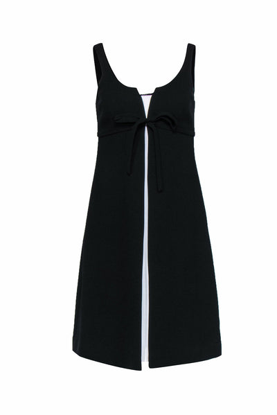 Current Boutique-Teri Jon - Black & White Double Layer Sleeveless Shift Midi Dress Sz 4
