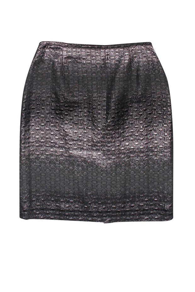 Current Boutique-Teri Jon - Metallic Black Brocade Skirt Sz 6