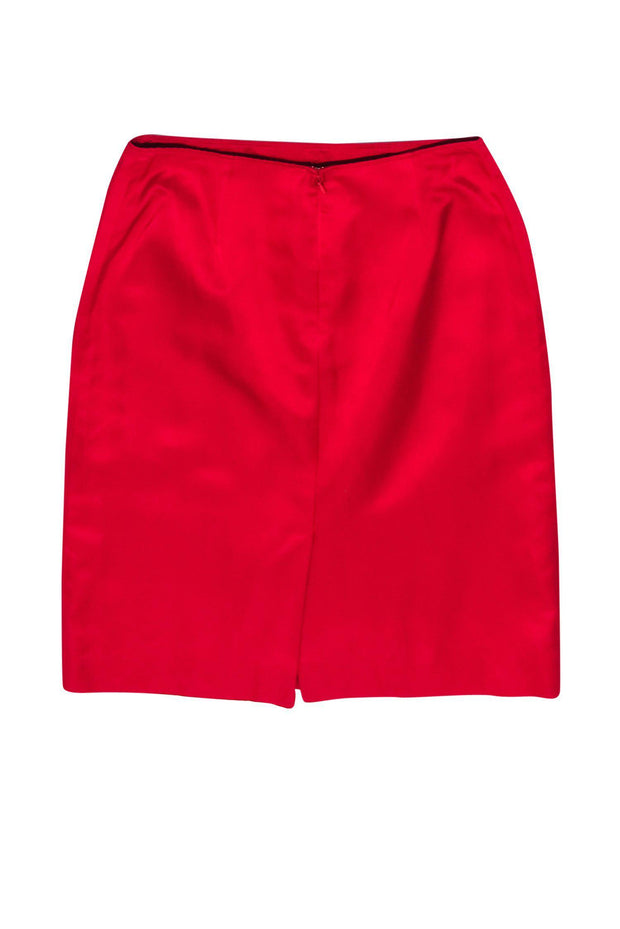 Current Boutique-Teri Jon - Red Silk Pencil Skirt Sz 6