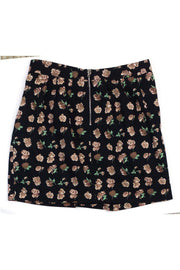 Current Boutique-Thakoon - Black & Taupe Floral Print Cotton Skirt Sz 2
