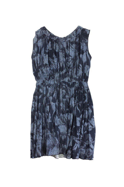 Current Boutique-Thakoon - Blue Denim Print Gathered Sleeveless Dress Sz 0