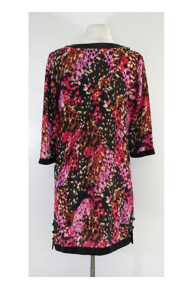 Current Boutique-Thakoon - Brown & Pink Patterned Leather Trim Dress Sz 6