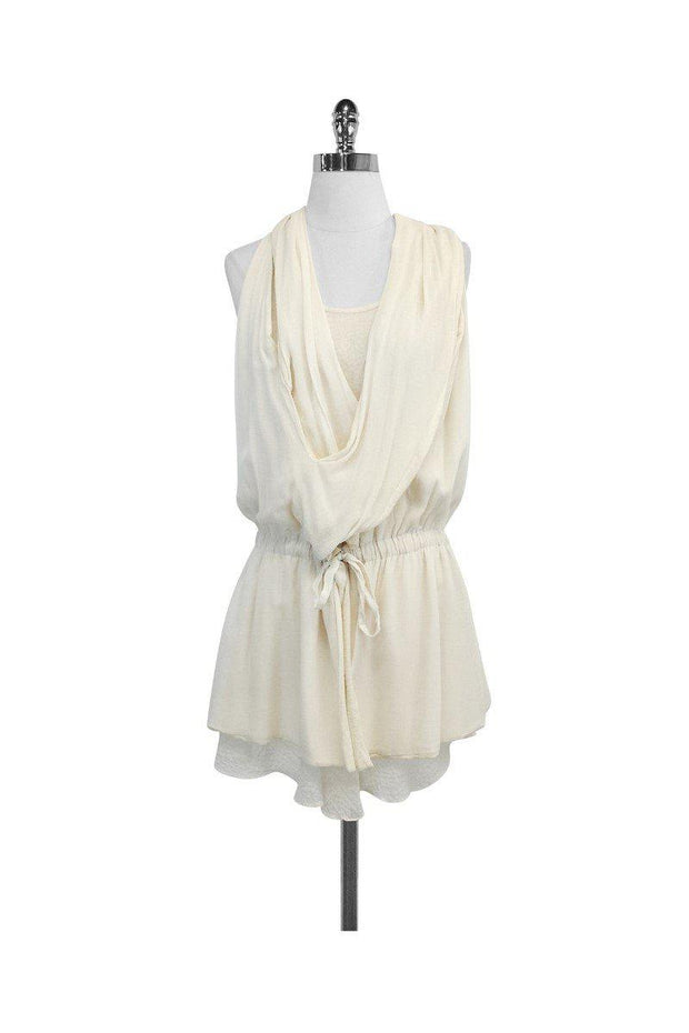 Current Boutique-Thakoon - Cream Silk & Wool Layered Cross Back Dress Sz 4