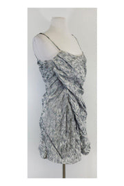 Current Boutique-Thakoon - Grey & White Abstract Print Gathered Dress Sz 4