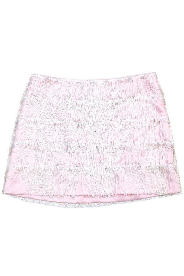 Current Boutique-Thayer - Pink & White Fringe Miniskirt Sz M