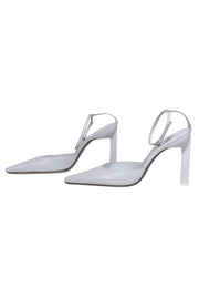 Current Boutique-The Attico - White Square Toe Triangular Heel Slingback w/ Ankle Strap Sz 7.5