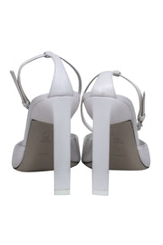 Current Boutique-The Attico - White Square Toe Triangular Heel Slingback w/ Ankle Strap Sz 7.5