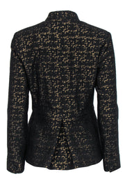 Current Boutique-The Fold - Black & Gold Woven Peplum Jacket Sz 6