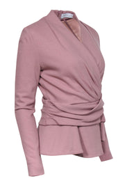 Current Boutique-The Fold - Dusty Pink Wool Draped Waist Long Sleeve Top Sz 10