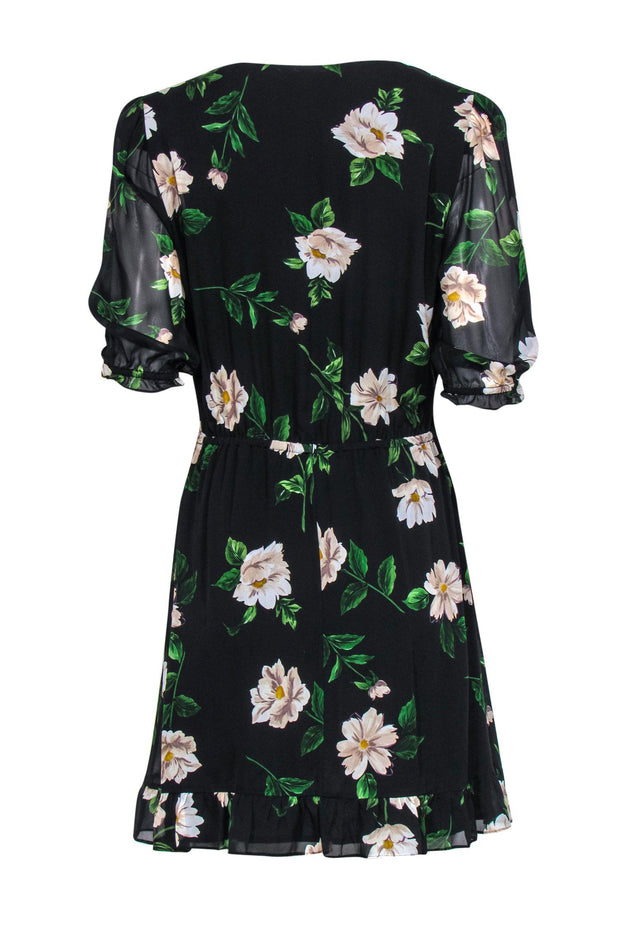 Current Boutique-The Kooples - Black & Cream Floral Print Short Sleeve Dress Sz L