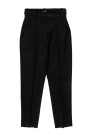 Current Boutique-The Kooples - Black Pleated Tapered Leg Trousers w/ Belt Sz 4