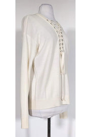 Current Boutique-The Kooples - Cream Lace-Up Sweater Sz M