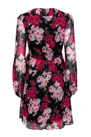 Current Boutique-The Kooples - Hot Pink & Black Floral Peasant Dress Sz 2