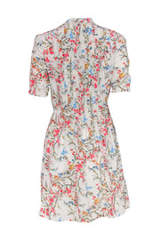 Current Boutique-The Kooples - Ivory Floral & Bird Print Short Sleeve Fit & Flare Dress Sz S